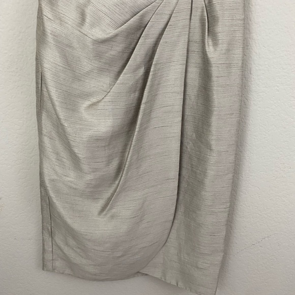 Betty Jackson Black Label Gray Sheath Pleated Wrap Skirt Dress 10 - Picture 3 of 11